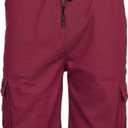 Men Elastic Waist Cargo Shorts Relaxed Fit Stretch Lightweight Cotton Cargo Shorts for Men Outdoor Pants with Pockets (Wine, XX-Large)