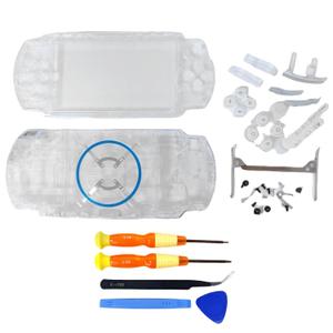 Replacement Full Housing Shell Cover Faceplate Case with Buttons Screws Set for Sony PSP 3000 Console (Transparent White)