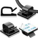 100 Pcs Cable Clips, Adhesive Cable Organizer Cord Holder Wire Clip Wire Management Self Adhesive Hooks Wire Holder for Office, Home (Black)