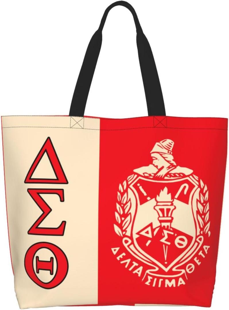 Sorority Paraphernalia Gifts for Women, Large Capacity Shopping Tote Bag, Commemorative Sisterhood Gift & Everyday Carryall (Red)