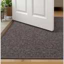 Color&Geometry Ultra Thin Indoor Door Mat (Rolled-up NO Creases) 24"x36", Non Slip Rubber Backed Dirt Trapper Door Mat Indoor Entrance, Low Profile Entryway Mat, Easy Clean Entry Mat, Grey-brown Linen