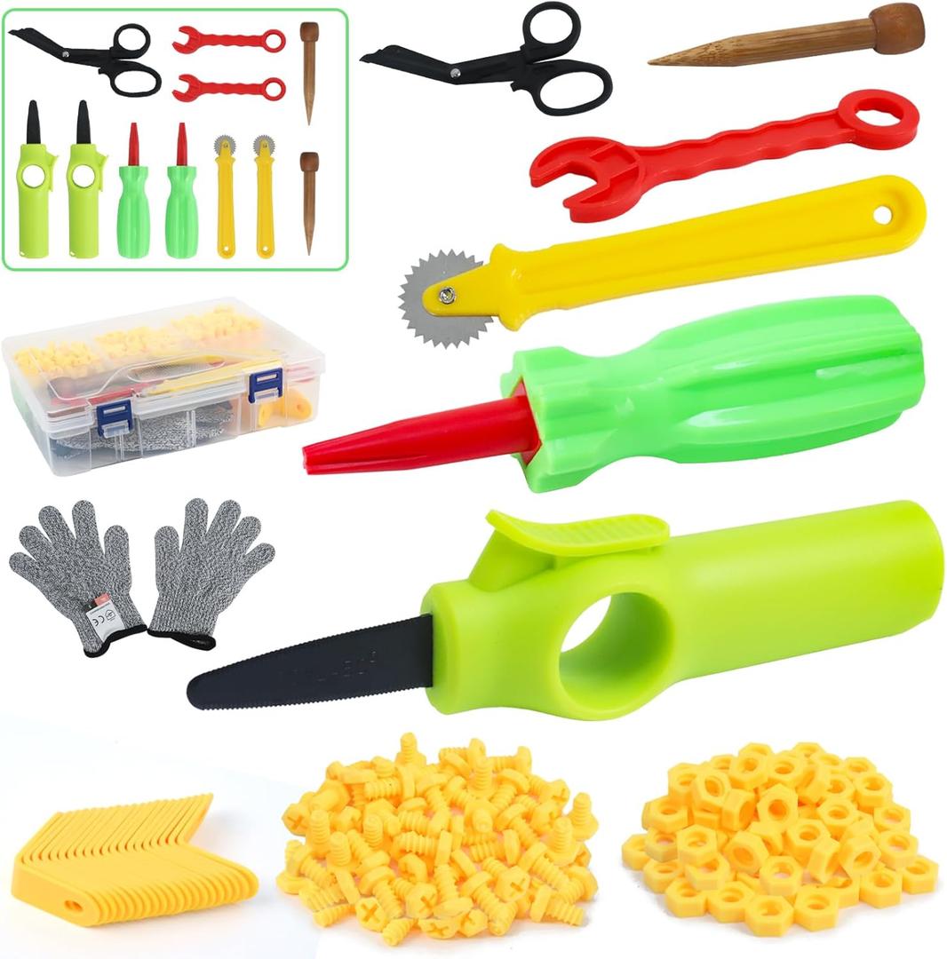 Cardboard Cutting Tools for Kids, 273 PCS Cardboard Construction Kit, Safe Kids Tool Set for Todder, Creative Toy for DIY Projects, STEM Educational Toys Birthday Gift for Boys and Girls Aged 4 5 6