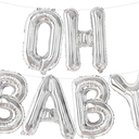 KatchOn, Silver Oh Baby Balloon - 16 Inch | Oh Baby Silver Mylar Balloon for Baby Shower Decorations | Oh Baby Banner, Oh Baby Balloons Letters | Silver Oh Baby Balloons For Gender Reveal Decorations