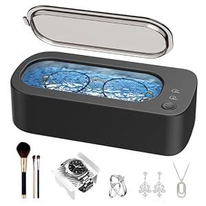Ultrasonic Jewelry Cleaner Machine: 48KHz Ultra Sonic Cleaner for Jewelry, Eyeglass, Rings, Watch Band, Dentures, with Dual Cleaning Modes, 350ML 304 Stainless Steel Tank, Gift for Wife, Mom, Daughter