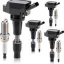 Ignition Coil Pack and Iridium Spark Plugs Kit, UF764 93175, for Hyundai Sonata Santa Fe Sport Tucson 2015 2016 2017 2018 2019, for Kia Optima Rondo Sorento Sportage Stinger, for Genesis 2.0L 2.4L L4