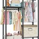 Ulif F1 Garment Rack for Kids, Baby, Students, and Children's Room, 4 Tiers Freestanding and Portable Heavy Duty Closets, Small Metal Clothes Rack with 2 Hanging Rod, 31.2" W x 11.8" D x 48" H, Black