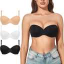 Eleplus Women's Multiway Strapless Bras Push Up Non Slip Lightly Lined Convertible Bra Multi Pack (42C)
