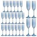 24 Pack Plastic Champagne Flutes Vintage Light Blue Goblet Champagne Glasses Unbreakable Wedding Toasting Glasses Diamond Wine Glasses Crystal Wine Cups Clear Drinking Glasses 5.5 OZ for Bridal Shower