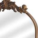 OUSHUAI Gold Traditional Vintage Ornate Baroque Mirror,Gold Brass Mirror for Wall,Victorian Antique Bronze Mirrors Arched for Bathroom/Living Room/Hallway/Fireplace 19"X27"