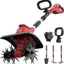 Cordless Tiller Cultivator Compatible with Milwaukee 18V Battery (Tool Only), 310RPM Electric Rototiller Garden Tools with 40 Steel Tines, 9.1In Tilling Width & 6.3In Depth, Folding Design