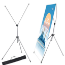 2 Pack X Frame Banner Stand Fits Any Banner Adjustable Size 23"X63" to 32"X78" with Portable Retractable Carrying Bag, Customize Stand for Trade Show Exhibition Market and Store Display, Silver500+ bought in past