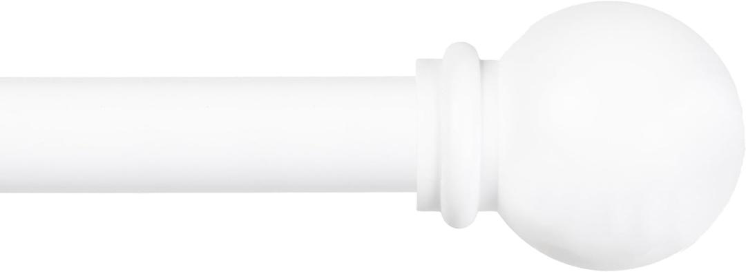 Kenney Chelsea Ball End Window Curtain Rod, Adjustable Curtain Rod for Windows 28 to 48 Inches, Extendable Curtain Rod Set, White (28-48")