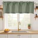 Sage Green Valance for Windows 18 Inch Length, Light Filtering Faux-Linen Burlap Textured Small Short Valance Kitchen Curtain, Soft Airy Rod Pocket Short Curtain, 1 Piece, 60Wx18L Inches