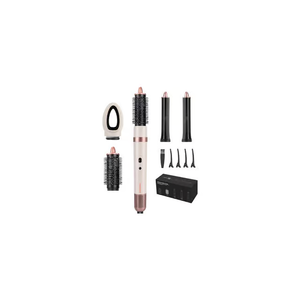 Homdigrk 6-in-1 Hair Dryer Brush & Curling Iron Set, Hot Air Styler Hair Curler for Fast Drying, Smoothing & Volumizing, No Heat Damage, Professional Blowout Tool with Travel Case(Pink)