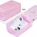 Travel Shoe Bags, Foldable Waterproof Shoe Pouches Organizer-Double Layer (4 Pink Shoe Bags)