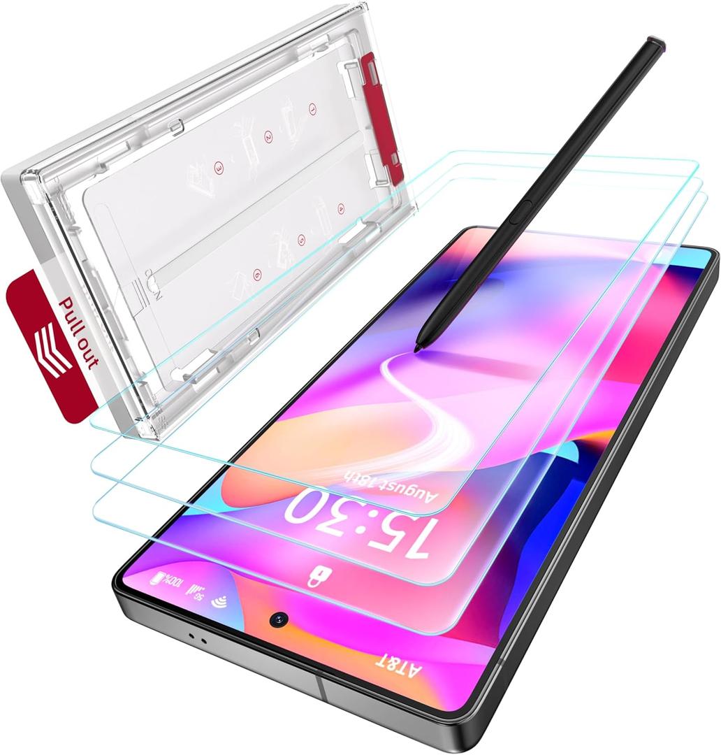 X-it 3-Pack HD Screen Protector for Samsung Galaxy S25 Ultra, [100% Fingerprint Unlock], 9H+ Tempered Glass, [Automatic dust Removal], 10x Military Protection, [Bubble-Free], Case Friendly (Clear)