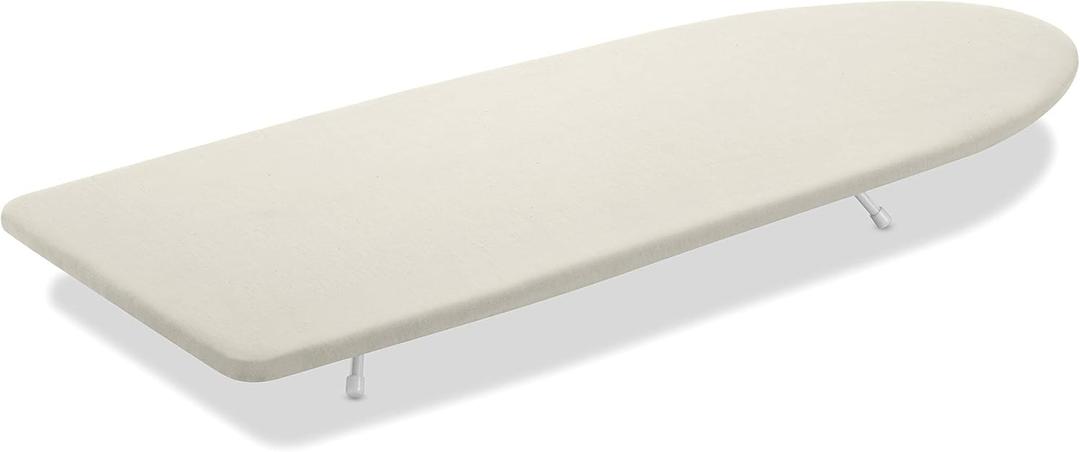 Whitmor Folding Tabletop Ironing Board with Wood Top, 32 x 12 in | Wood top, scorch-resistant cotton cover, 5mm foam pad, folding design with locking legs for compact storage.