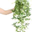 Ling's moment Artificial Clematis Hanging Bush, 4pcs Filler Vines Fake Greenery Garland for Wedding Bouquet/Backdrop/Arch and Home Decoration