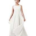 White Quinceanera Dresses Ivory Satin Hi-Lo Dress for Teens Homecoming Dress Sleeveless Prom Ball Gowns Girls Formal Dress, 14