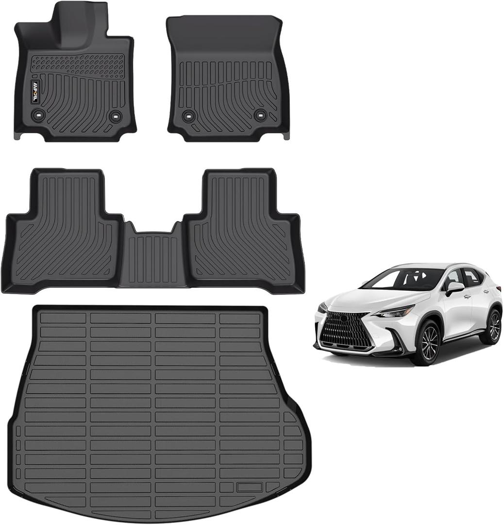 AIPOIL Floor Mats & Cargo Liner Set for 2022-2025 2026 Lexus NX Hybrid (Include Plug-in) All Weather Protection TPE Anti-Slip Automotive Full Set Custom Car Mats Accessories - Black