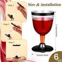 Jingmore 100 Pcs Black Plastic Cups 6oz Rimmed Wine Glasses Champagne Flutes Clear Toasting Glasses Mini Stemware for Wedding Bridal Shower Bachelorette Party