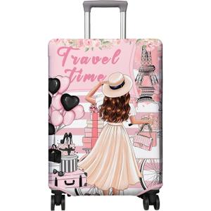Travel Luggage Cover Suitcase Protector Fits 18-32 Inch Wheel Covers PatternedTravel Related Items Flower Luggage Protector Elastic M (M(22-24in))