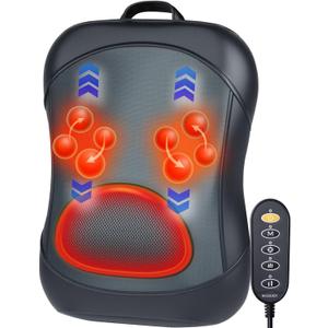 Shiatsu Back Massager with Heat : Up and Down Rolling Massage - Electric Back Massage for Pain Relief Deep Tissue - Lower-Back Massager for Office, Home