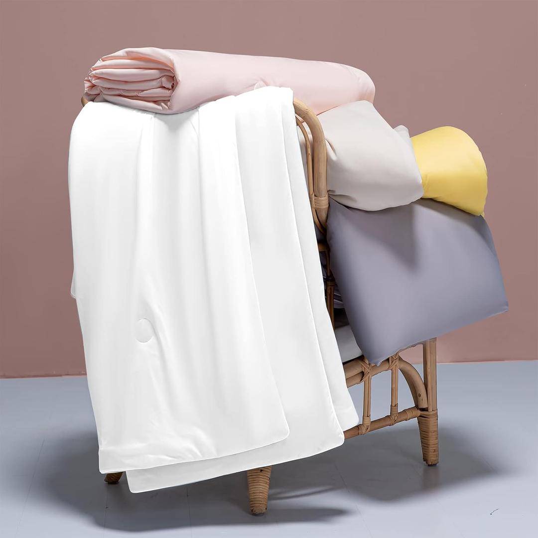 LLanCL Cooling Blankets for Hot Sleepers - Cool Like Ice Cream Lightweight Blanket for Summer with Double Side Cold, Cooling Comforter, Quilt, Fabric for Bed (Throw Size 47" x 59" White)