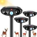 2026 Sonic Fortress Pro Deer Repellent Devices Solar Ultrasonic Animal Repellent with Motion Sensor,Squirrel Fortress Pro Raccoon Repellent to Scare Cat Rabbit Skunk Squirrel Out of Yard Garden 4Pack