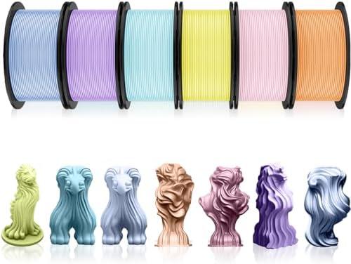 Pangda 3D Printer Filament Bundle 1.75mm Multicolor Matte or Silk PLA Filament 3D Printing Material for Halloween Thanksgiving Day Christmas Easter Holiday Crafting Decorations(6 kg,Pastel Color)