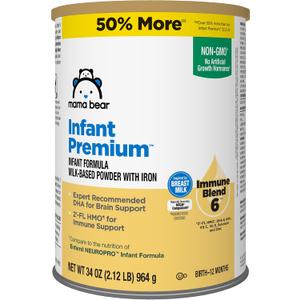 Amazon Brand - Mama Bear Infant Premium Milk-Based Baby Formula Powder with Iron, 2'FL HMO, Omega-3 DHA and Choline, Brain, Growth, Immunity, Non-GMO, 2.12 pound (Pack of 1) (EXP 08/20/26)