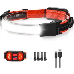 LED Headlamp Flashlight, 1000lumens 230 Broadbeam Headlight, USB Rechargeable Head Lamp with Red Taillight, Lightweight Waterproof Headlamps for Camping Running Hiking, Hard Hat Headlamp