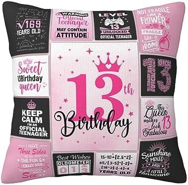ZUMBULKJ 13th Birthday Gifts for Girls, 13 Year Old Girl Birthday Gift Ideas, 13 Yr Old Girl Presents Decorations for Girls Throw Pillow Covers 18x18 Inch