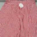 ANRABESS Womens Striped Gingham Palazzo Capri Pants Pajama Wide Leg Lounge Trousers Plaid Cute Crop PJ Bottoms with Pockets (XX-Large, Red White Plaid)