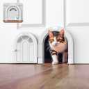 Meow Manor Cat Door Interior Door - No-Flap, Interior Cat Door for Cats Up to 20 lbs, Easy DIY Setup, Secured Installation in Minutes, No Training Needed (Original, White)