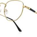 Classic Square Polygon Reading Glasses for Men Women Light Blocking Computer Readers Spring Hinge Metal Frame 