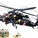 UH-60 Black Utility Helicopter Building Set for Adults, Compatible with Lego Military Army Airplane, Hawk Plane Model Kit with 4 Soldier Figures, Birthday Gift Toys for 8-14 Boys Kids (692 PCS)