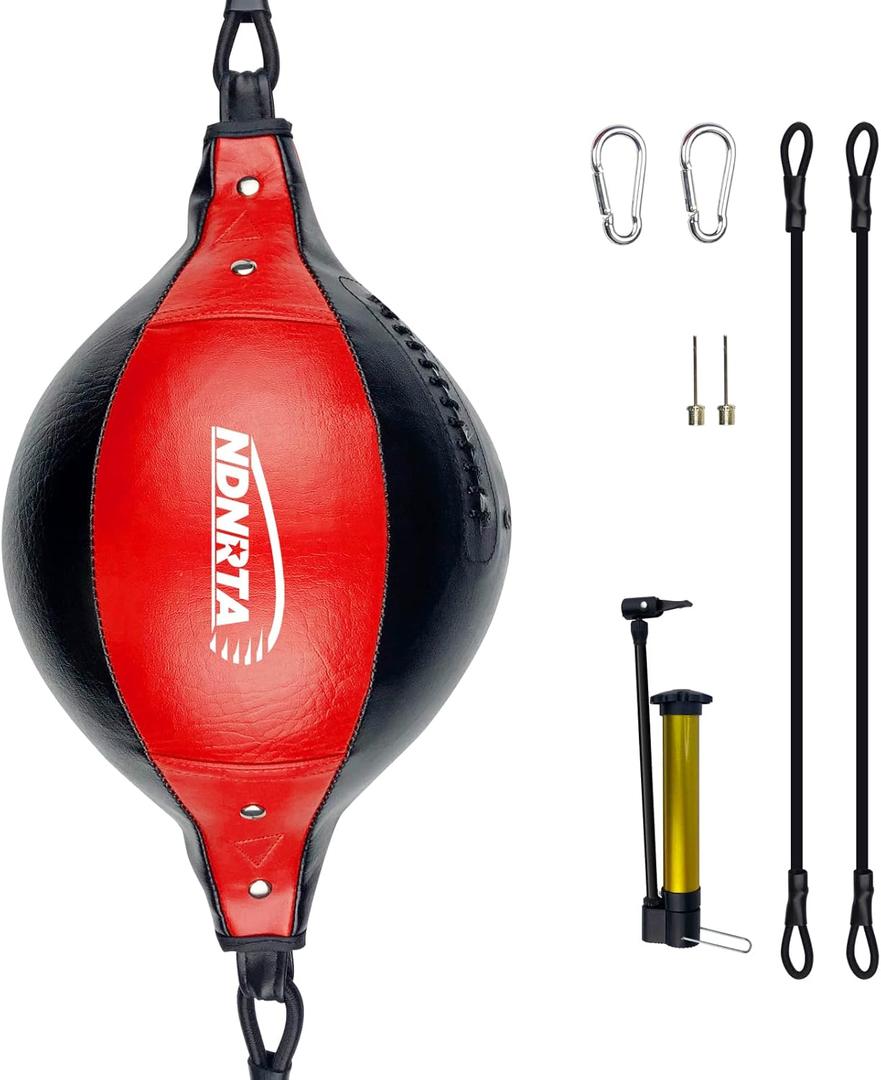Double End Bag, (Classic Style Upgraded),Improve Reaction Speed, Boxing Equipment, Durable, Double End Punching Bags, Home Gym, Floor to Ceiling, for Boxing (Shipped from the U.S) (Black Red)