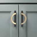 Amerdeco 6 Pack Black Brushed Gold Cabinet Pulls 3.75 Inch(96MM) Hole Centers Kitchen Cabinet Handles Hardware Kitchen Handles for Cabinets Cupboard Handles Drawer Pulls