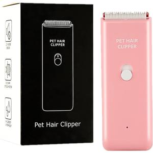 Dog Cat Home Hair Waterproof Clipper Portable Electric USB Rechargeable Pet Grooming Tools Low Noise Shaver Cordless Trimmer for Small and Large Pets (Pink)