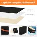 linen closet organizers and storage, 3 Pack Large Storage Baskets, Washable, Clothing Storage Bins with Handle, Closet Organizer for Storage Sweater,Sheets (Black, 16"x9½"x6¾")