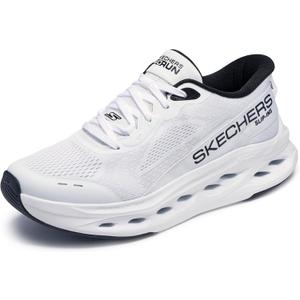 Skechers Men's Max Cushioning Glide Step Advert Hands Free Slip-ins Sneakers (8.5, White/Black)