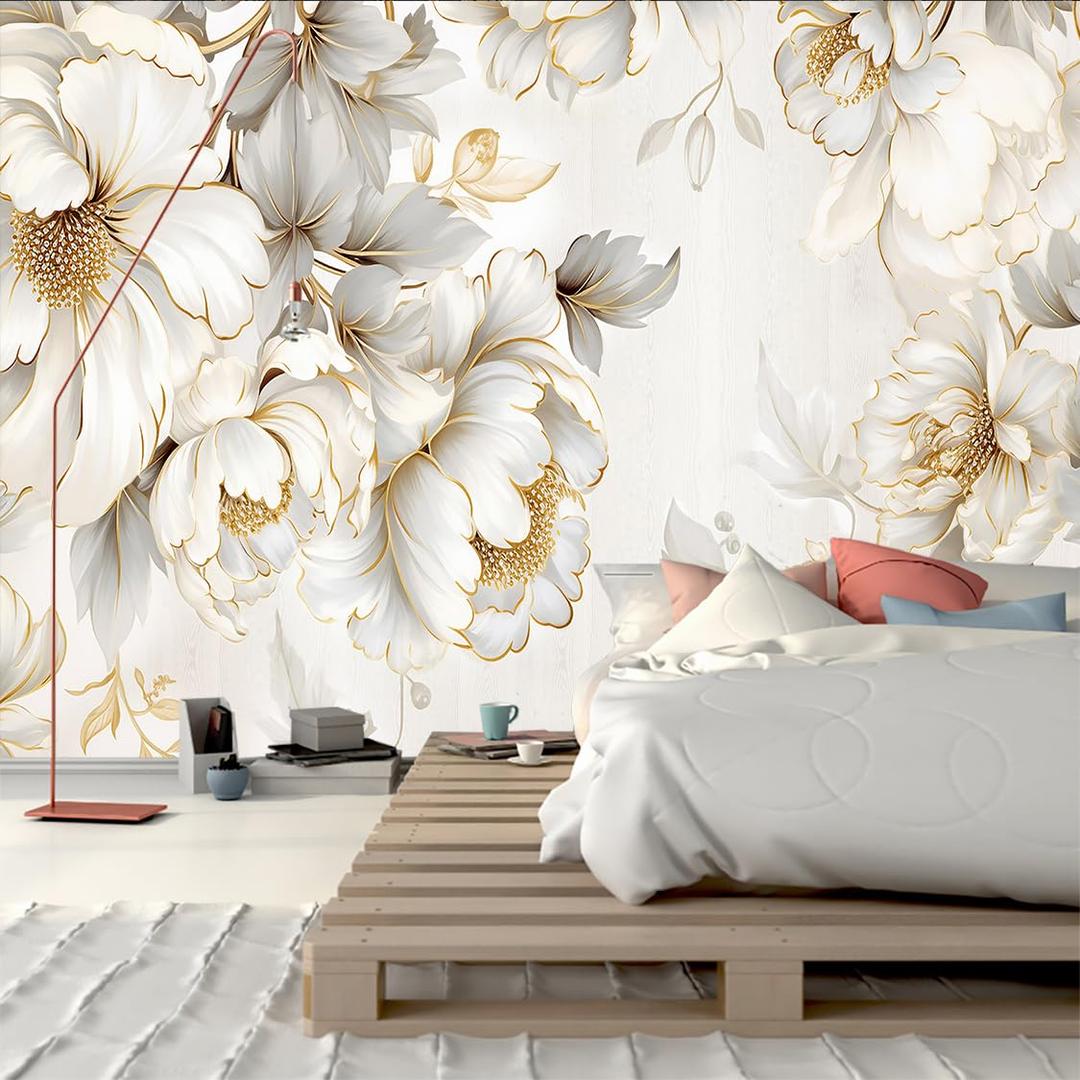 Elegant and Beautiful Floral Wallpaper Warm Bedroom and Living Room Decorative murals（Non-self-Adhesive Wall Stickers）108"x75"