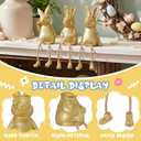 Yookeer 3 Pcs Shelf Sitters with Dangling Legs, 7 Inch Little Resin Gold Rabbit Figurines, Decorative Bunnies for Home Decor Office Desk Table Decor, Gift for Mothers, Teachers, Friends