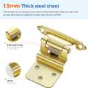 JOYDECOR 60 Pack 30 Pairs 3/8 Inch Overlay Gold Cabinet Hinges Semi-Concealed Face Mount Hinges for Cupboards Self-Closing Decorative Door Hardware