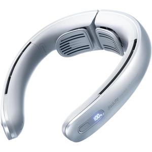 JISULIFE Portable Neck Fan, Upgraded 100 Speeds Personal Bladeless Fan Wearable with Neck Brace, LED Display, 5000mAh Rechargeable Battery Operated, Gifts for Women Men-Grey