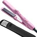 LOVANI Mini Flat Iron, Dual Voltage Travel Hair Straightener, Tourmaline Ceramic Small Flat Irons for Short Hair/Bangs (Pink, 0.5 Inch, SleekMini)