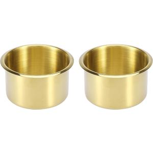 X AUTOHAUX 2pcs Stainless Steel Universal Cup Drink Holder Insert Replacement Gold Tone for Marine Boats RVs