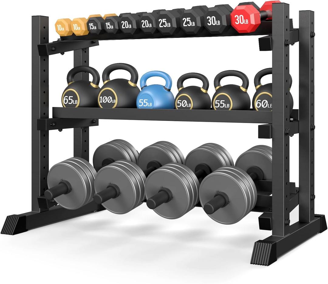 Jusgym Dumbbell Rack Stand Only, 3 Tier Adjustable Height & Angle 1200LBS