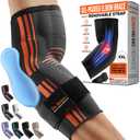 DR. BRACE Elite Elbow Brace Support, Breathable Elbow Compression Sleeve with Gel Pad for Golfer's, Tennis Elbow & Tendonitis Treatment & Pain Relief 2024 (Grey-Orange, XX-Large)